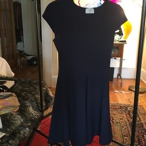 professional navy cap sleeved stretch dress